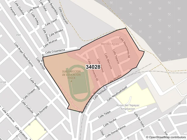 Mapa del código postal 34028, Durango, Durango