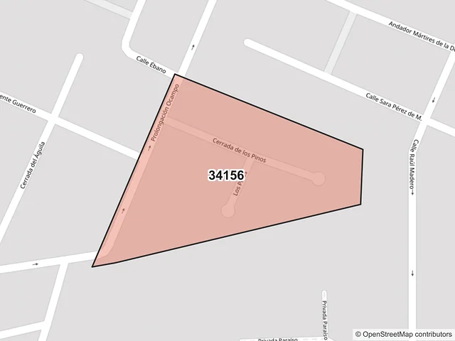 Mapa del código postal 34156, Durango, Durango