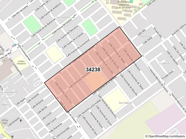 Mapa del código postal 34238, Durango, Durango