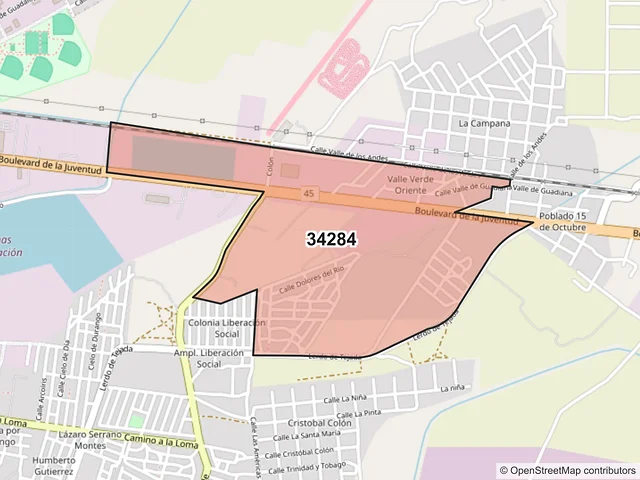 Mapa del código postal 34284, Durango, Durango