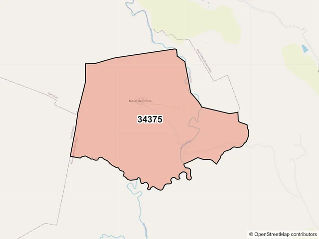 Mapa del código postal 34375, Durango, Durango