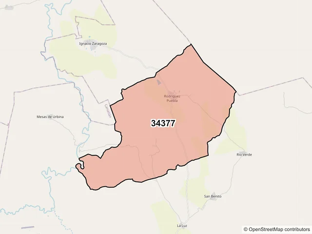Mapa del código postal 34377, Durango, Durango