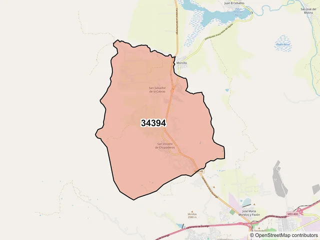 Mapa del código postal 34394, Durango, Durango