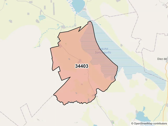 Mapa del código postal 34403, Canatlán, Durango