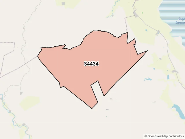 Mapa del código postal 34434, Nuevo Ideal, Durango