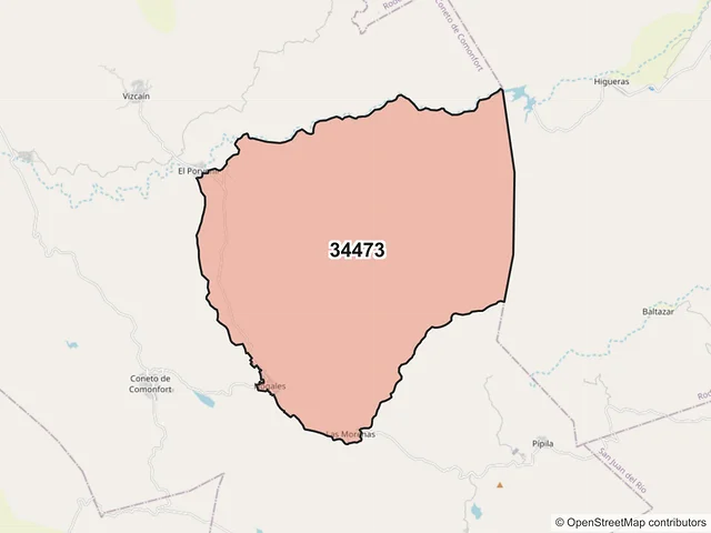 Mapa del código postal 34473, Coneto de Comonfort, Durango