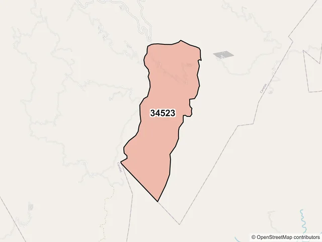 Mapa del código postal 34523, Canelas, Durango