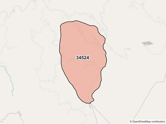 Mapa del código postal 34524, Canelas, Durango