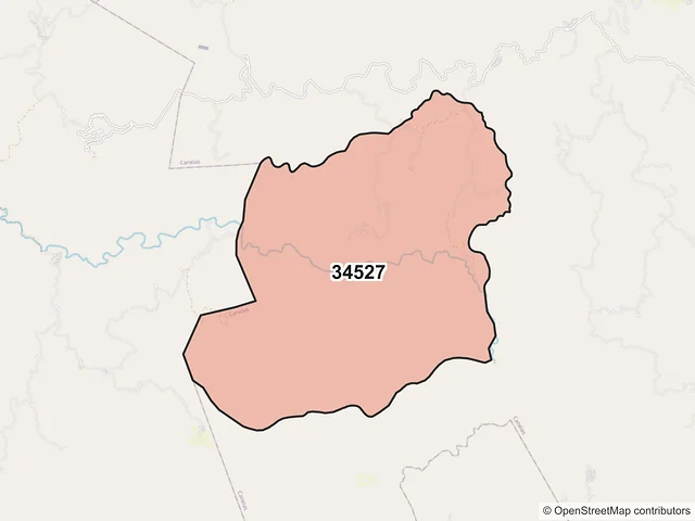 Mapa del código postal 34527, Canelas, Durango