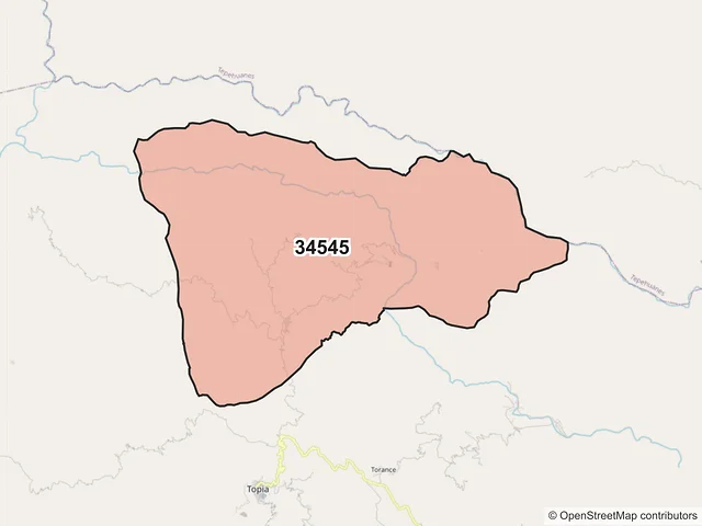 Mapa del código postal 34545, Topia, Durango