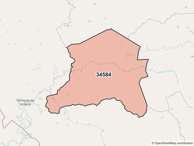Mapa del código postal 34584, Tamazula, Durango