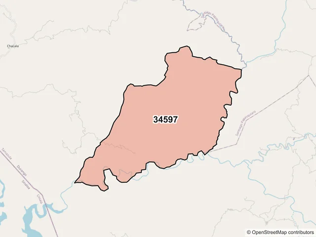 Mapa del código postal 34597, Tamazula, Durango