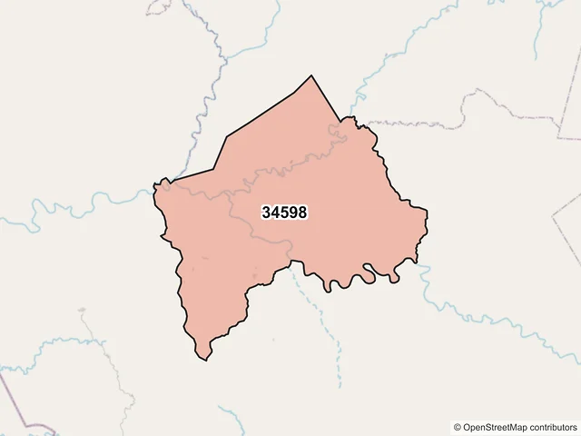 Mapa del código postal 34598, Tamazula, Durango