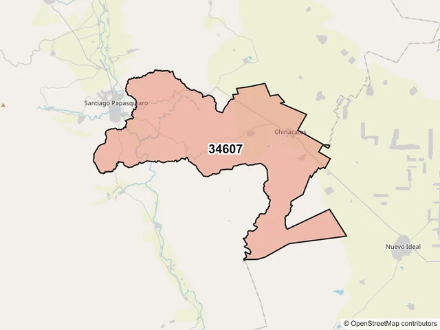 Mapa del código postal 34607, Santiago Papasquiaro, Durango