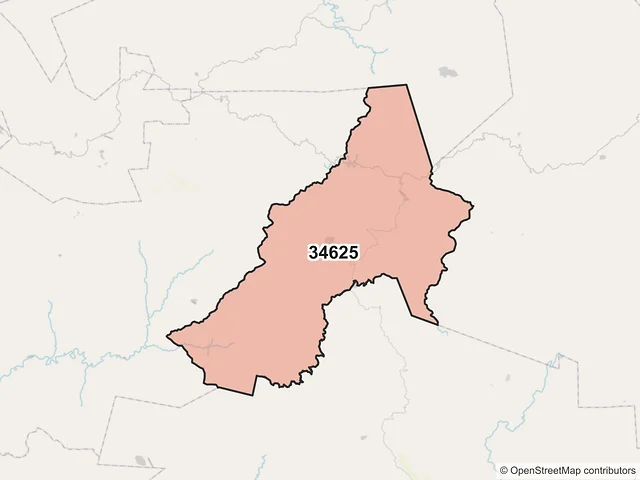 Mapa del código postal 34625, Santiago Papasquiaro, Durango