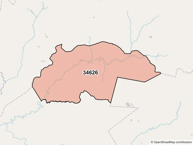 Mapa del código postal 34626, Santiago Papasquiaro, Durango