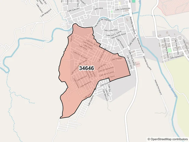 Mapa del código postal 34646, Santiago Papasquiaro, Durango