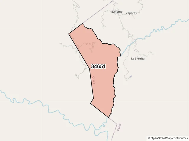 Mapa del código postal 34651, Otáez, Durango