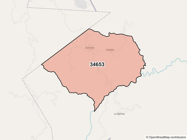 Mapa del código postal 34653, Otáez, Durango