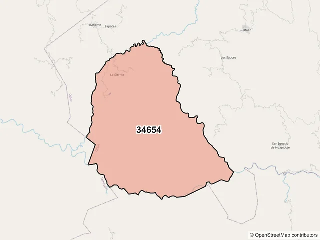 Mapa del código postal 34654, Otáez, Durango