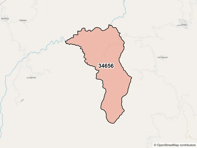 Mapa del código postal 34656, Otáez, Durango