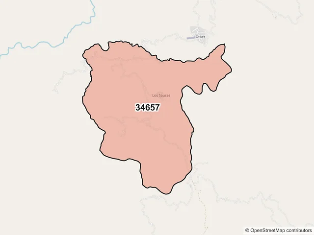 Mapa del código postal 34657, Otáez, Durango