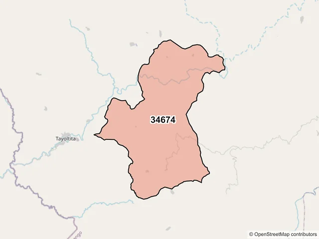 Mapa del código postal 34674, San Dimas, Durango