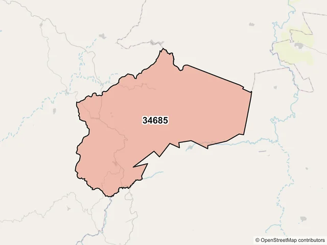 Mapa del código postal 34685, San Dimas, Durango