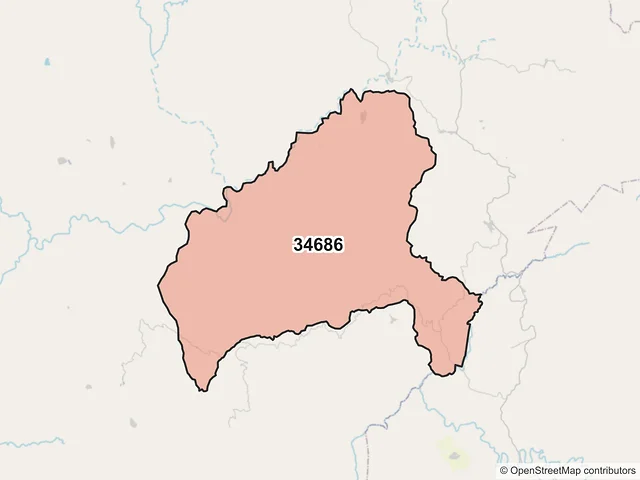 Mapa del código postal 34686, San Dimas, Durango