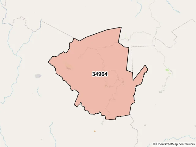 Mapa del código postal 34964, Pueblo Nuevo, Durango