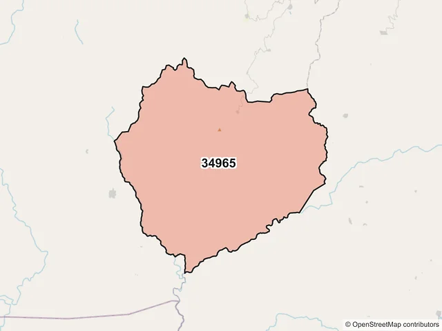 Mapa del código postal 34965, Pueblo Nuevo, Durango
