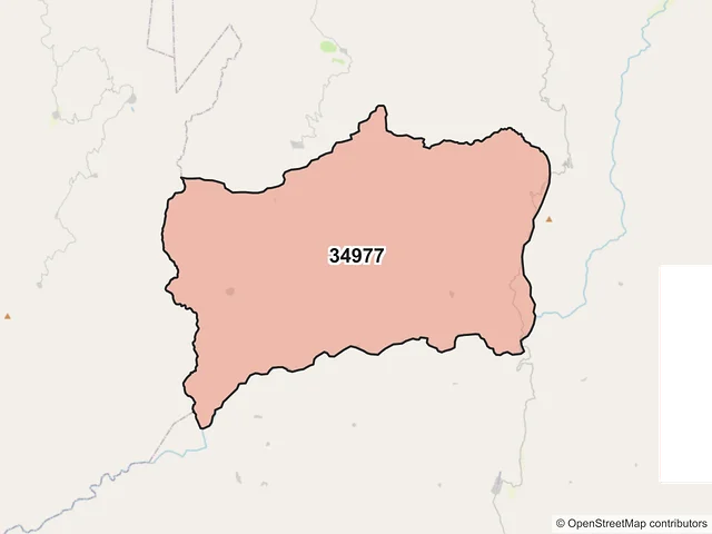 Mapa del código postal 34977, Mezquital, Durango