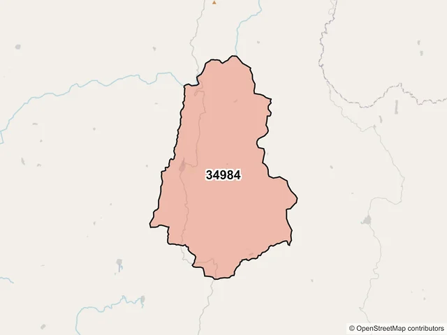 Mapa del código postal 34984, Mezquital, Durango