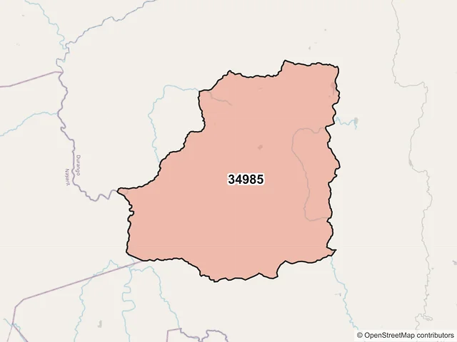 Mapa del código postal 34985, Mezquital, Durango