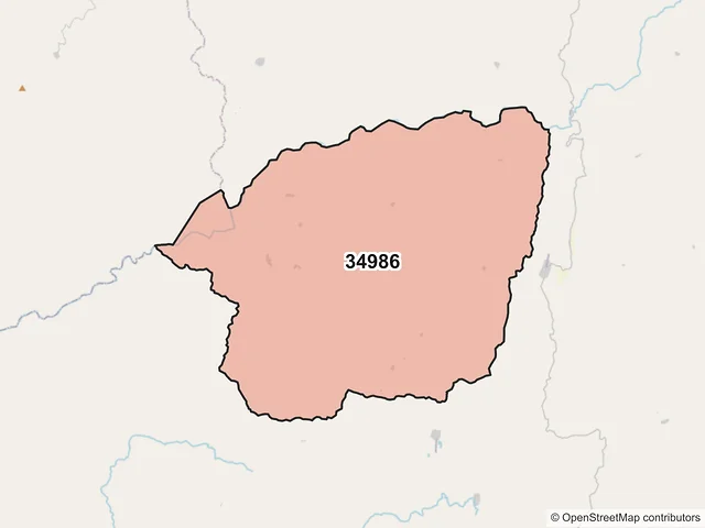 Mapa del código postal 34986, Mezquital, Durango