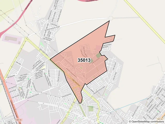 Mapa del código postal 35013, Gómez Palacio, Durango
