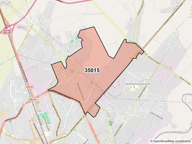 Mapa del código postal 35015, Gómez Palacio, Durango
