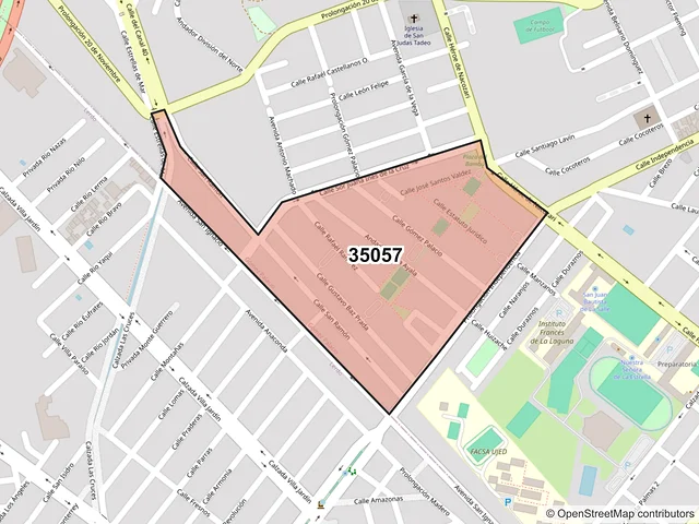 Mapa del código postal 35057, Gómez Palacio, Durango