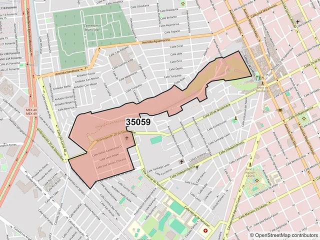 Mapa del código postal 35059, Gómez Palacio, Durango