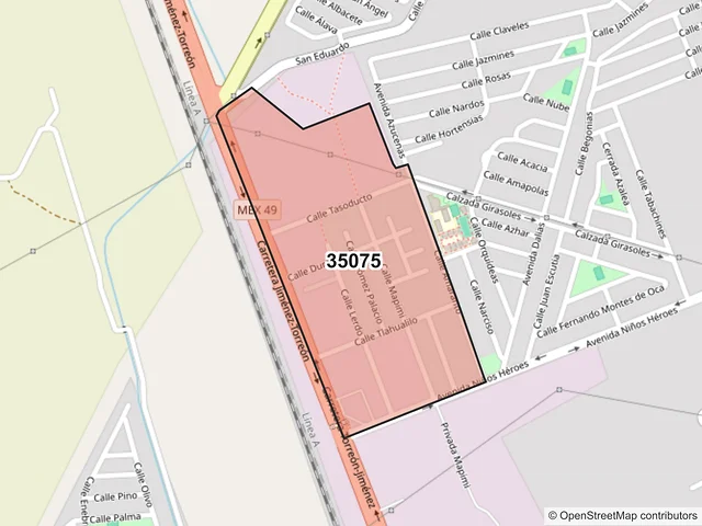 Mapa del código postal 35075, Gómez Palacio, Durango