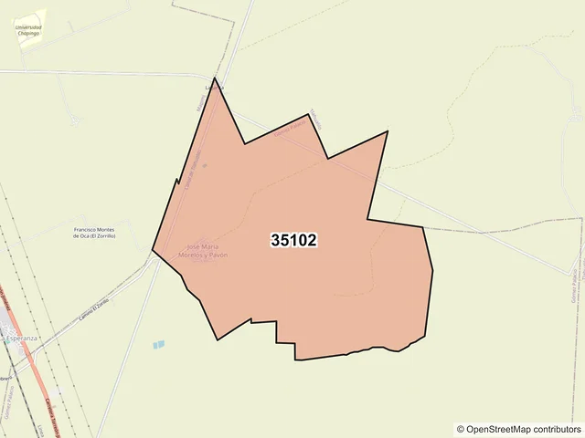 Mapa del código postal 35102, Gómez Palacio, Durango