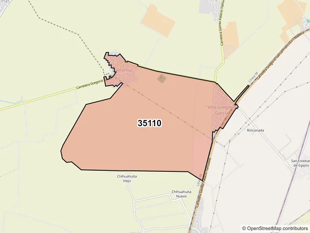 Mapa del código postal 35110, Gómez Palacio, Durango