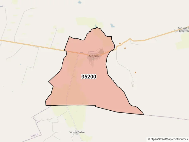 Mapa del código postal 35200, Mapimí, Durango