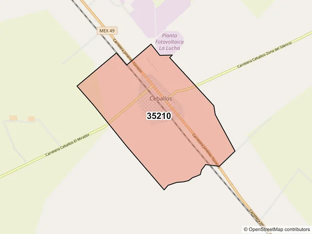 Mapa del código postal 35210, Mapimí, Durango