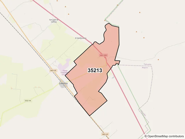 Mapa del código postal 35213, Mapimí, Durango