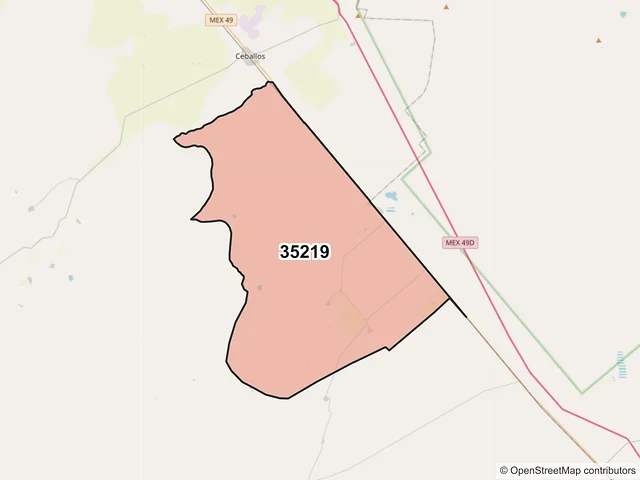 Mapa del código postal 35219, Mapimí, Durango