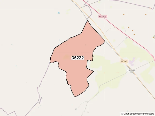 Mapa del código postal 35222, Mapimí, Durango
