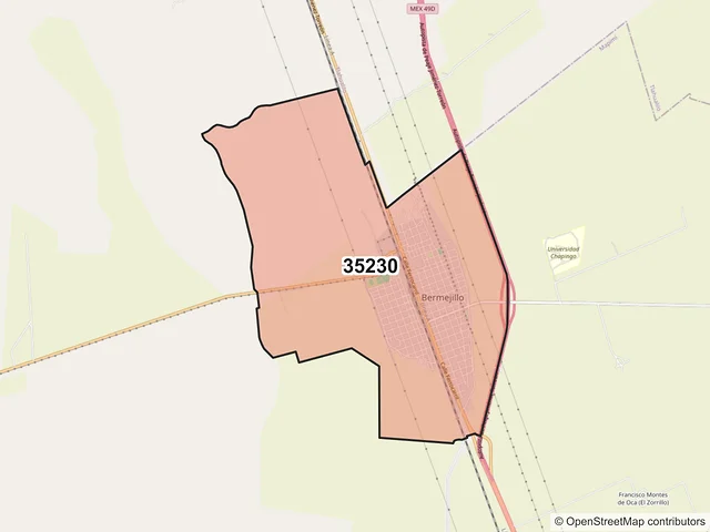 Mapa del código postal 35230, Mapimí, Durango