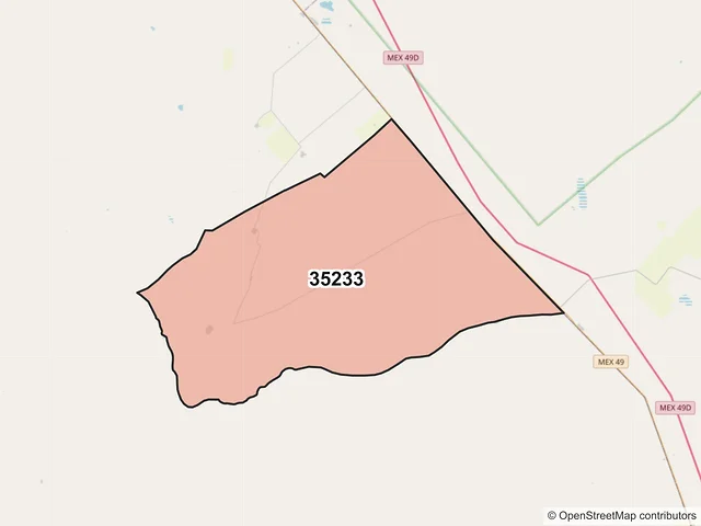 Mapa del código postal 35233, Mapimí, Durango