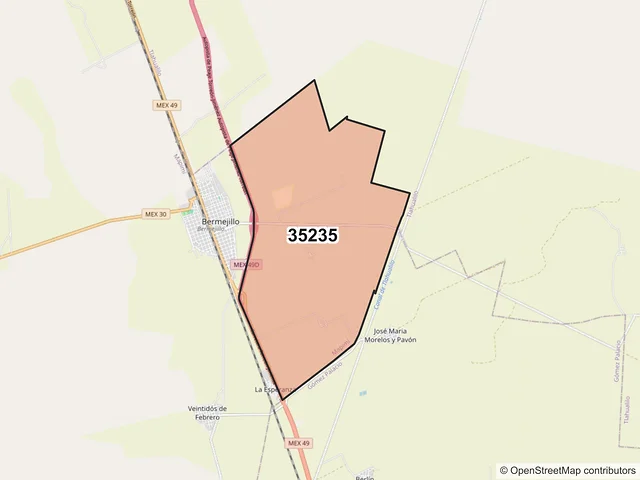Mapa del código postal 35235, Mapimí, Durango